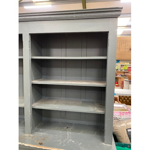 150 - Grey painted Victorian style library bookcase (in 2 sections) 225H 280W 53D - please arrange your ow... 