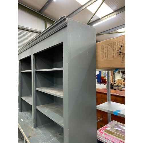 150 - Grey painted Victorian style library bookcase (in 2 sections) 225H 280W 53D - please arrange your ow... 