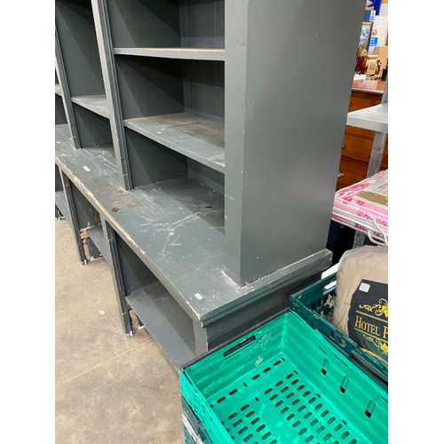 150 - Grey painted Victorian style library bookcase (in 2 sections) 225H 280W 53D - please arrange your ow... 