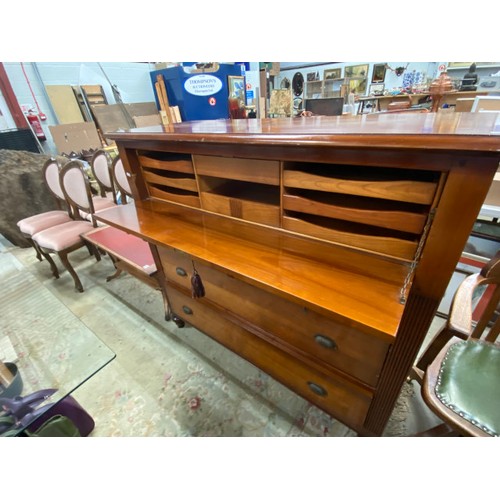 183 - And So To Bed Victorian style mahogany gentleman’s chest of drawers 123H 136W 52D