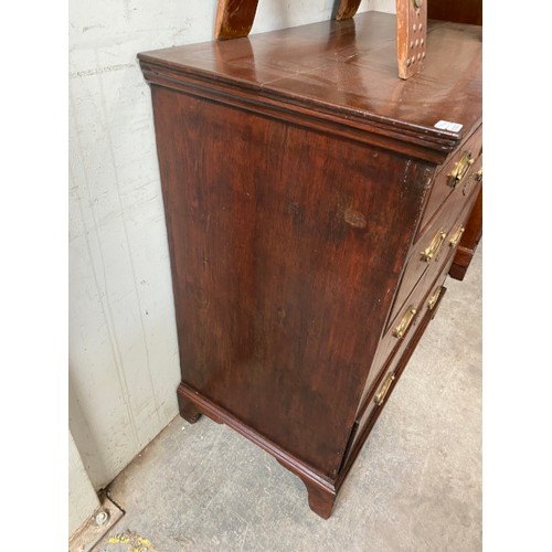 83 - Regency mahogany inlaid chest of drawers with brass oval handles 100H 96W 51D