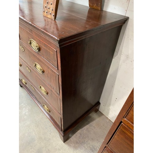 83 - Regency mahogany inlaid chest of drawers with brass oval handles 100H 96W 51D