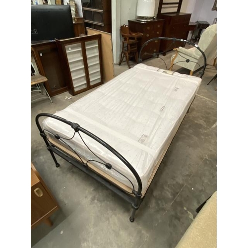 106 - Irish cast bed frame and a Beevers & Co handmade mattress (3ft 6