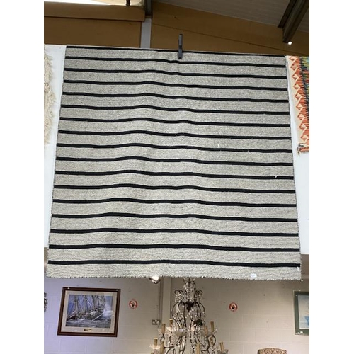 108 - Contemporary black and grey striped rug 238 x 168cm