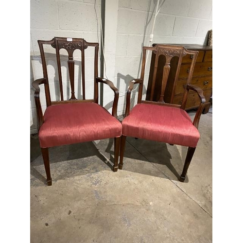 114 - Pair of George lll mahogany elbow chairs 60W