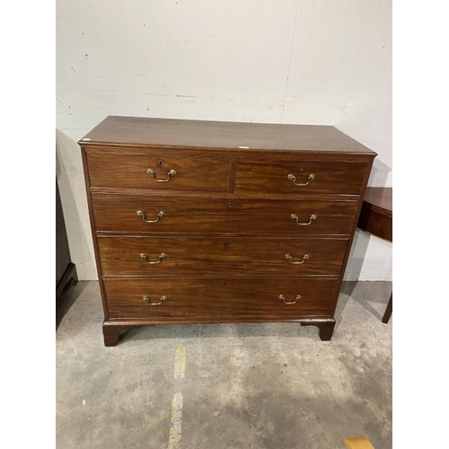 120 - Georgian mahogany chest of drawers with brass handles 108H 121W 53D