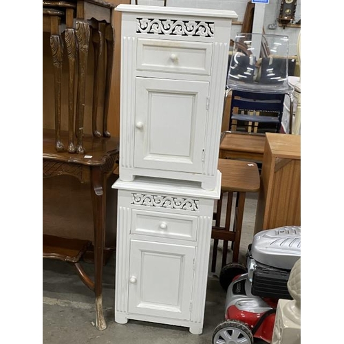 128 - Pair of white bedside cupboards 62H 40W 30D