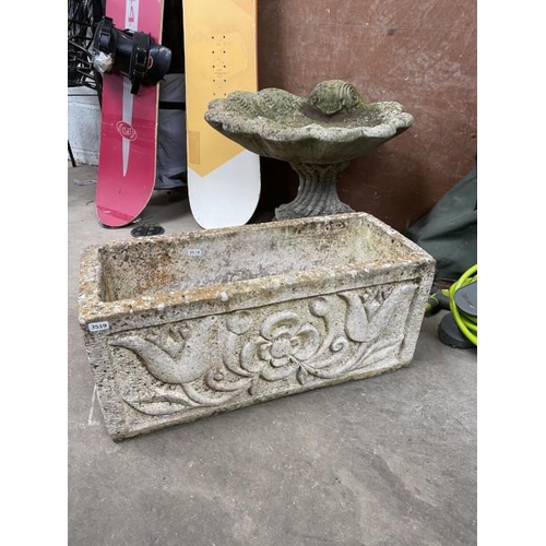 13 - Stone effect garden birdbath and planter