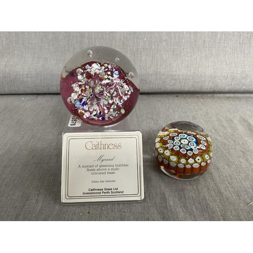 Caithness Myriad paperweight on stand & 1 other
