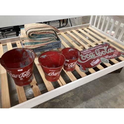 473 - 3 reproduction 'Coca-Cola' graduated metal buckets & Reproduction metal 