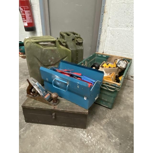 48 - Box of tools, taps, jerry cans etc.