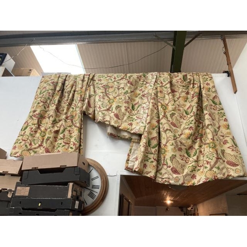 483 - One pair of Woods of Harrogate good quality lined curtains 150 wide x 210 drop and one extra curtain... 