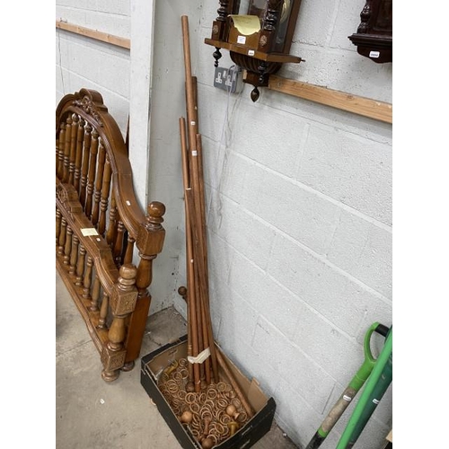 5 - Wooden curtain poles and rings (various sizes)