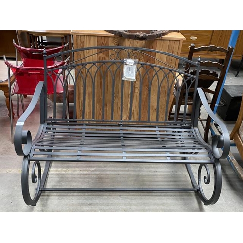 57 - Grey metal rocking bench (new)