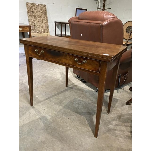 77 - George lll mahogany fold over table with one drawer 73H 86W 43-86D