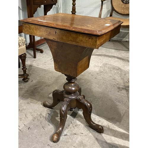 79 - Victorian burr walnut sewing table 70H 46W 39D