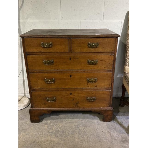 82 - 18th century fruitwood chest of drawers 90H 85W 45D