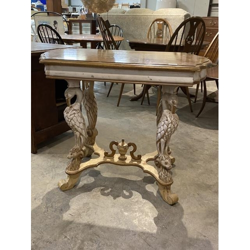 83 - Ornate carved wood hall table 76H 91W 54D