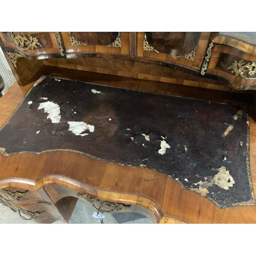 64 - 19th century burr walnut and gilt metal mounted writing desk (as found) 146H 120W 72D