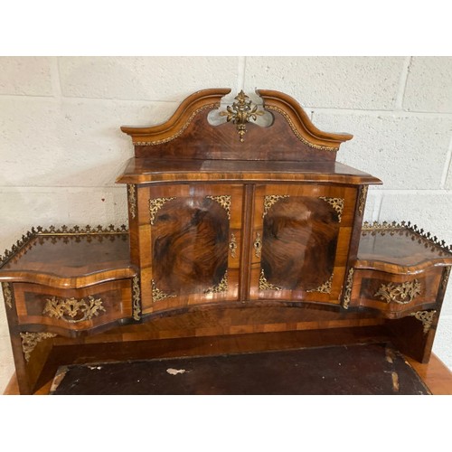 64 - 19th century burr walnut and gilt metal mounted writing desk (as found) 146H 120W 72D