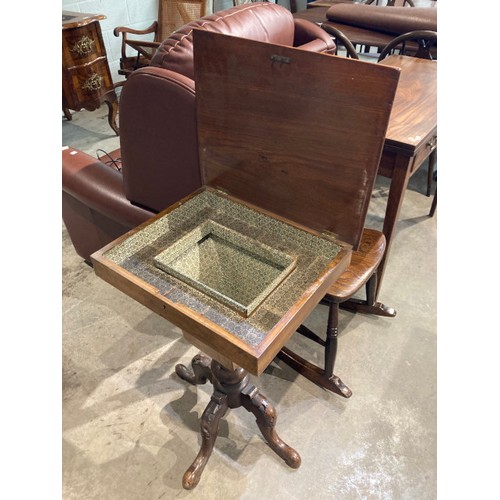 79 - Victorian burr walnut sewing table 70H 46W 39D