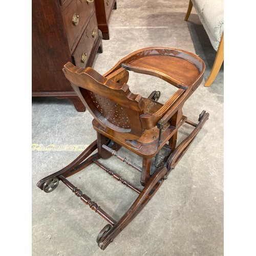 123 - Victorian mahogany metamorphic child's chair/rocker 86H 35W 62D