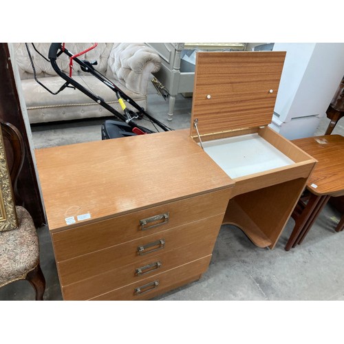 105 - Mid century teak dressing table 70H 121W 45D, Schreiber sideboard 110H 151W 41D, Schreiber bookcase ... 