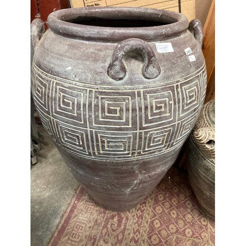 477 - 2 Amphora style garden urns 68H 42cm diameter & 52H 46cm diameter