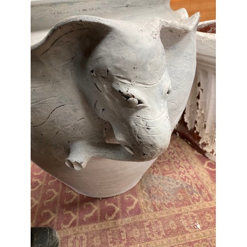 478 - Painted terracotta 'Elephant' planter 62H 74cm diameter