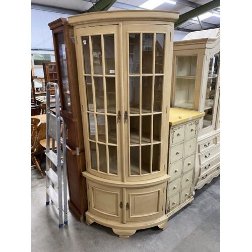 137 - French glazed corner cabinet 199H 90W 50D