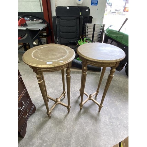 148 - Pair of French gilt lamp tables 82H 44cm diameter