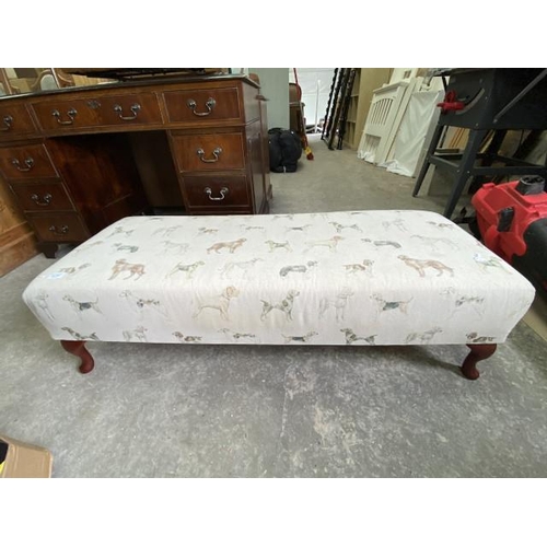 150 - Ottoman upholstered in dog linen fabric 33H 116W 46D