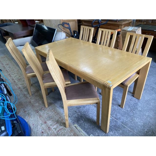 177 - Ercol ‘Bosco’ oak dining table 74H 175W 90D and 6 chairs