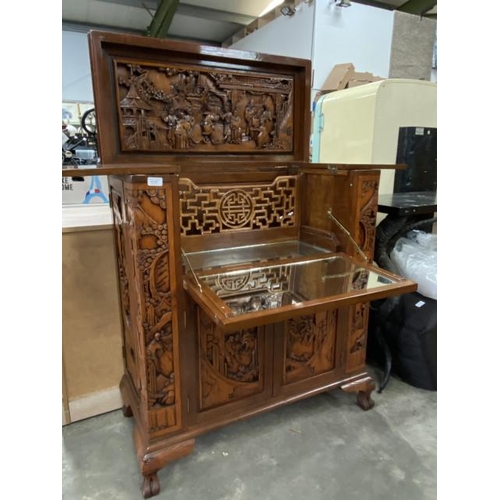 181 - Oriental camphor wood cocktail cabinet 106H 92W 46D