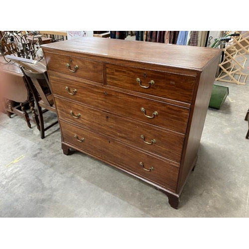 186 - Georgian mahogany chest of drawers with brass handles 108H 121W 53D