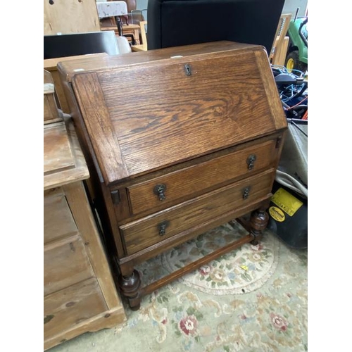 195 - Oak bureau 97H 74W 42D