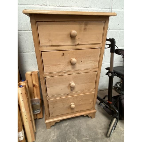 2 - Pine 4 drawer chest 111H 61W 43D