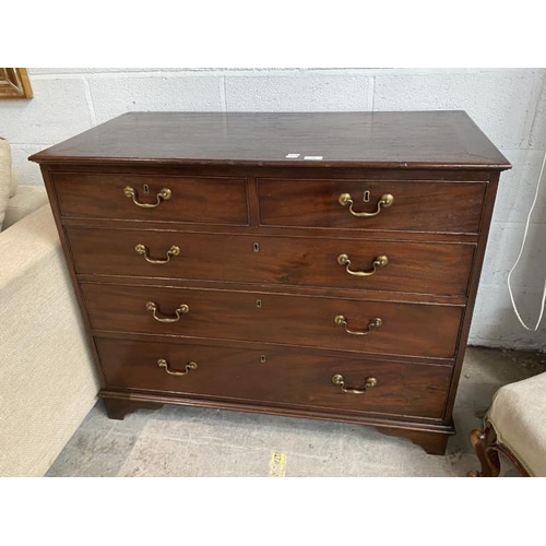 29 - Georgian mahogany chest of drawers with brass handles 85H 105W 52D