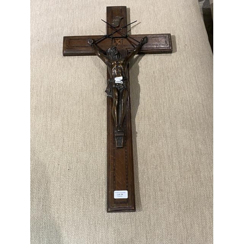 34 - Art Deco oak crucifix 80 x 41cm