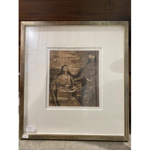 37 - Henry Moore 'The Visitation' 1981 framed lithograph with certificate to rear 52 x 48cm