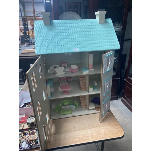 411 - Children's dolls house & furniture 60W 85H 35D