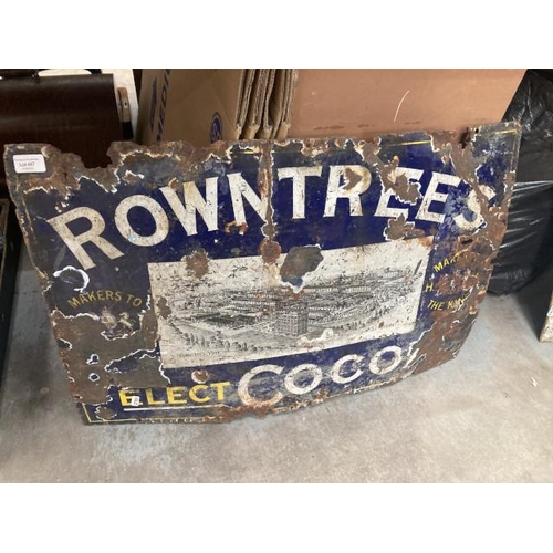 457 - Original 'Rowntree's' Cocoa enamel sign 77 x 51cm (as found)