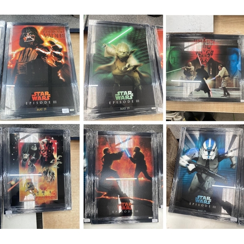 471 - 6 black framed Star Wars prints:  Episode III May 19 Revenge of the Sith, Rise Lord Vader, Clone Tro... 