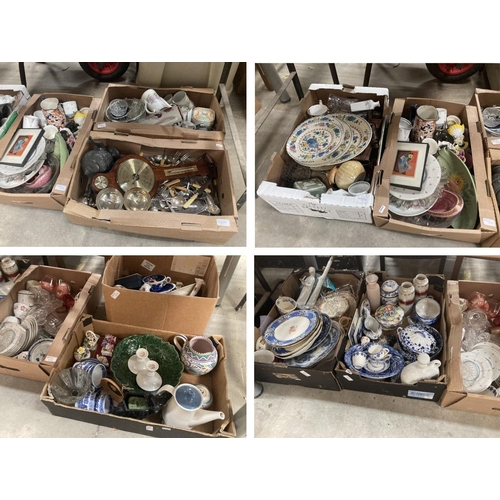 478 - 9 boxes of collectables including blue and white wares - Spode Italian bowl, Minton, Mason's Regency... 