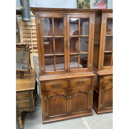 49 - Good quality Batheaston oak glazed bookcase on cupboard 174H 95W 40D (purchased from Smiths The Rink... 