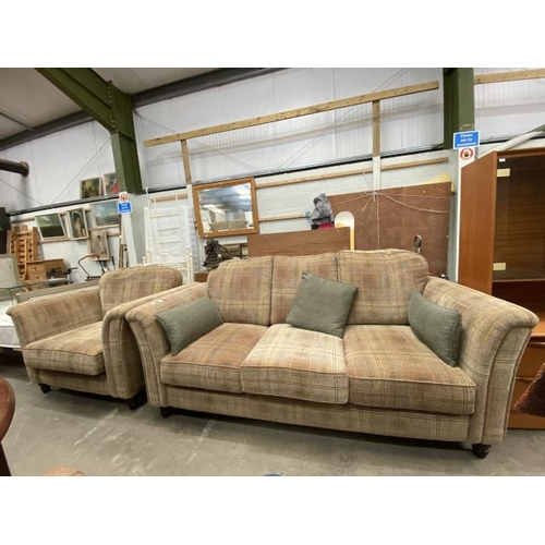 52 - Handmade in Cheshire settee 206W with a matching armchair 120W