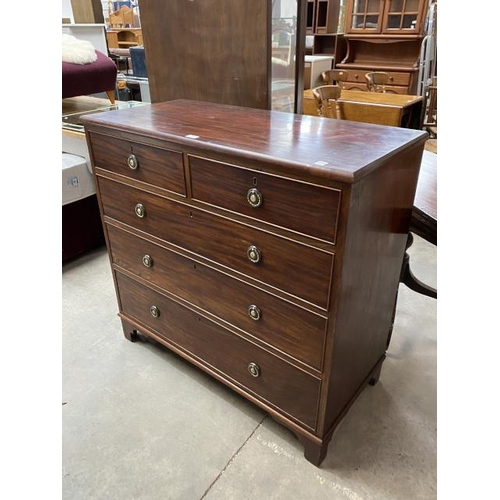 69 - Georgian mahogany chest of drawers with brass handles 103H 108W 50D