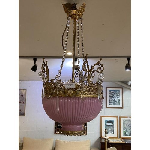 74 - Art Nouveau gilt ceiling lamp