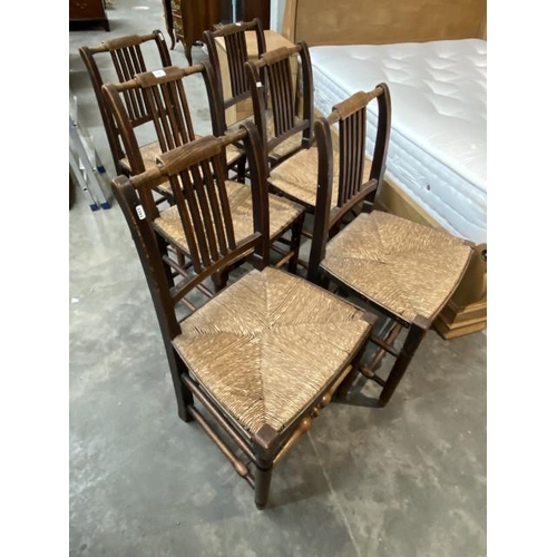 75 - 6 19th century country oak dining chairs 47W