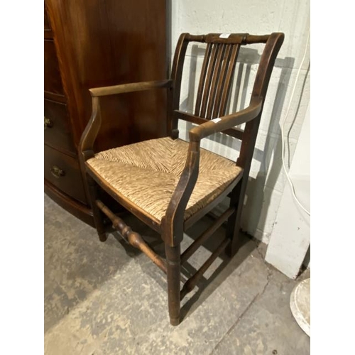 80 - 19th century country oak elbow chair 54W